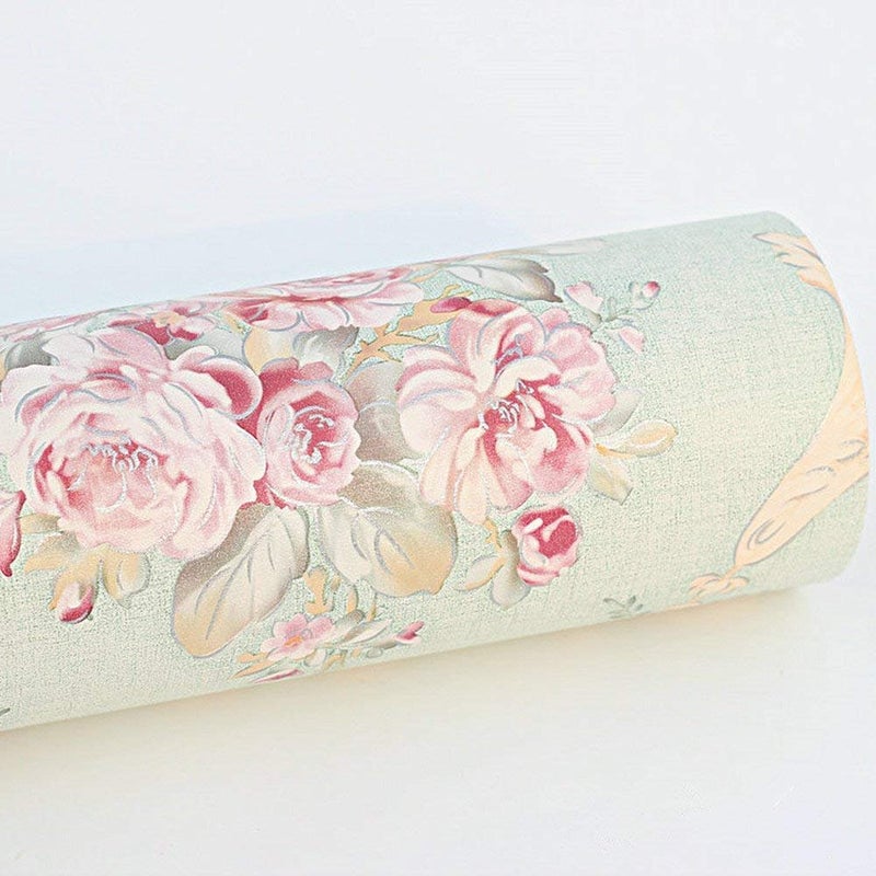 UPREDO Vintage Floral Self Adhesive Wall Paper Shelf Liner Funitures Dresser Drawer Cabinet Decor Paper (Green, 17.7inchX100inch(8.2Ft)) - Image 4